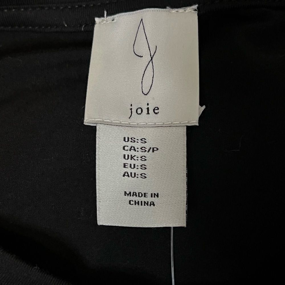 Joie Faux Pearl Fringe Shoulder Tee Black NWT Boho Chic Festival Luxe Y2K Top S - Picture 4 of 5